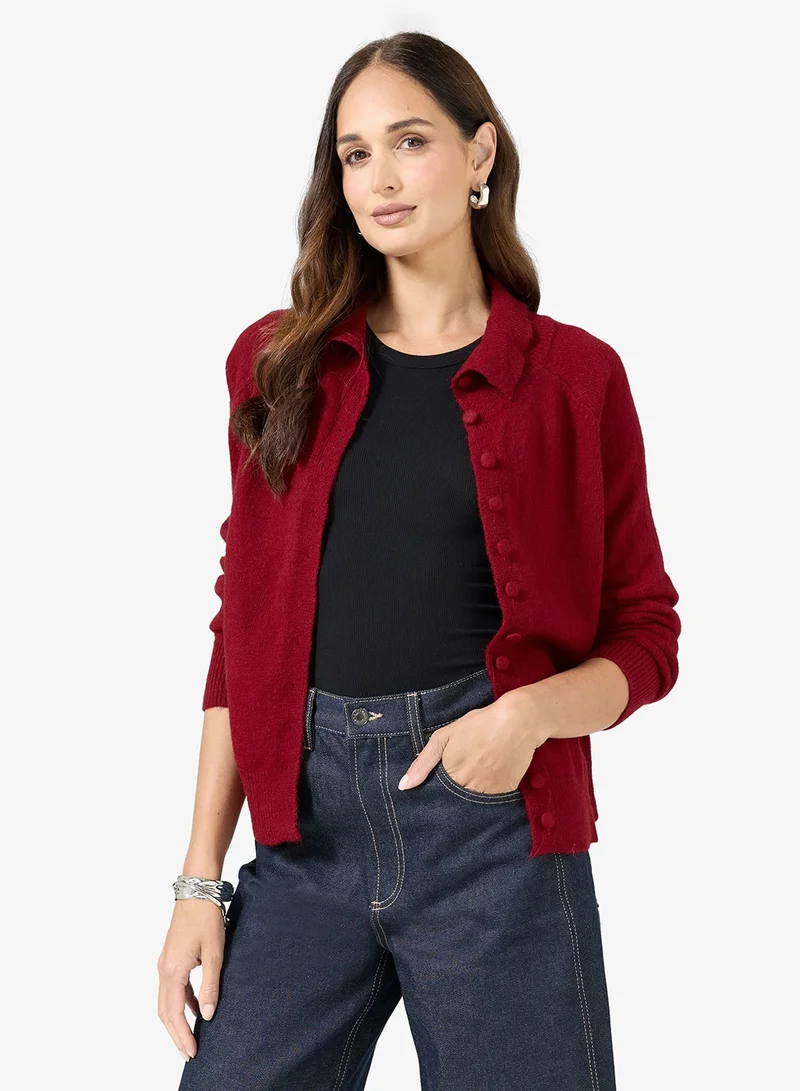 ELLA High Neck Button Down Cardigan