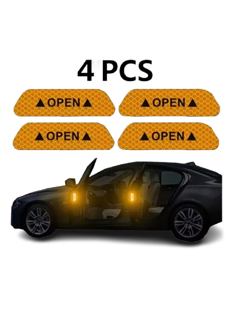  ROAD HQ ملصقات عاكسة عالية الوضوح لأبواب السيارة، ملصقات تحذيرية صفراء، عبوة من 4 قطع - Image 3