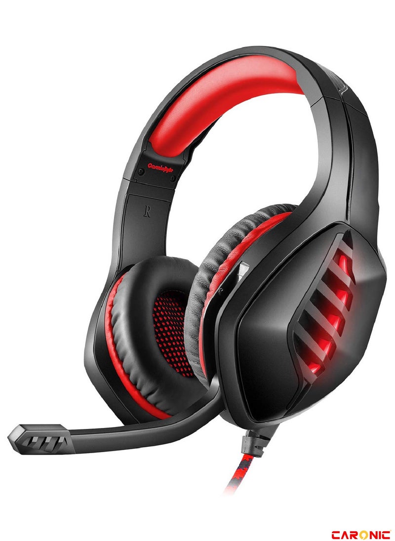 CARONIC Gaming Headset With Microphone Gaming Headphones PC 3.5 mm Jack Stereo Bass Compatible With PS4 PS5 Switch PC Laptop Mac  - Image 1