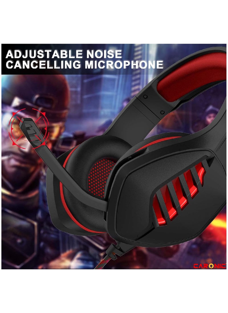 CARONIC Gaming Headset With Microphone Gaming Headphones PC 3.5 mm Jack Stereo Bass Compatible With PS4 PS5 Switch PC Laptop Mac  - Image 3