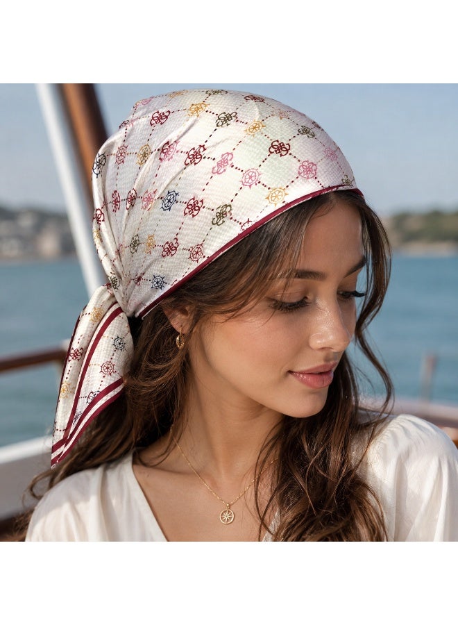 GUESS Patterned Head Bandana Scarf,r Whrite with Multi-color Print - Image 1