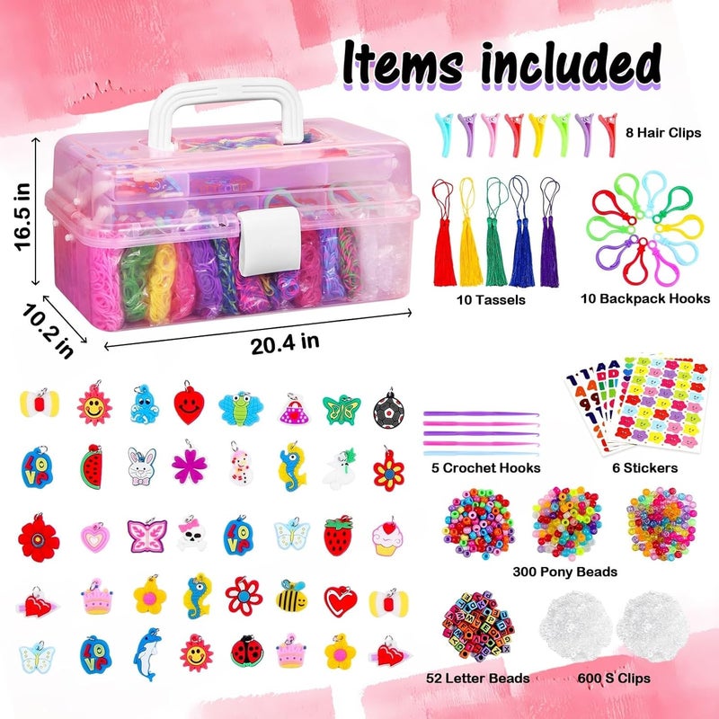 KASTWAVE 18000+ Rubber Band Bracelet Kit, 32 Colors Loom Bands Rubberband for Jewelry Making Kits, Easter DIY Arts and Crafts Kit Toy for Toddlers Girls Easter Birthday Gift - Image 2