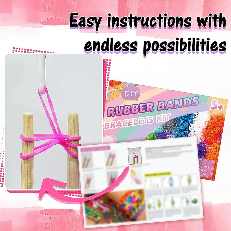 KASTWAVE 18000+ Rubber Band Bracelet Kit, 32 Colors Loom Bands Rubberband for Jewelry Making Kits, Easter DIY Arts and Crafts Kit Toy for Toddlers Girls Easter Birthday Gift - Image 4