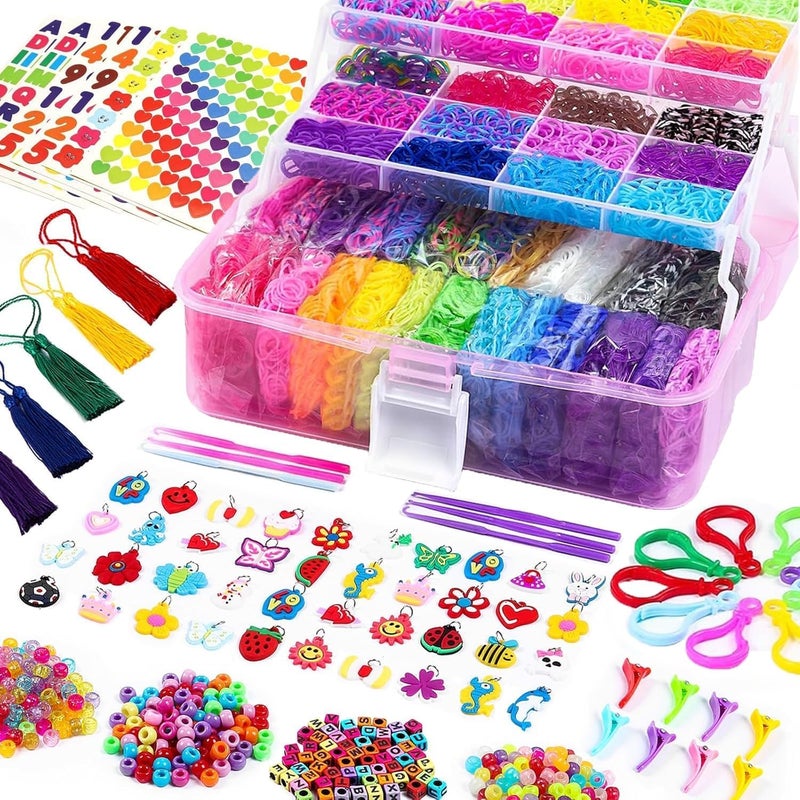 KASTWAVE 18000+ Rubber Band Bracelet Kit, 32 Colors Loom Bands Rubberband for Jewelry Making Kits, Easter DIY Arts and Crafts Kit Toy for Toddlers Girls Easter Birthday Gift - Image 1
