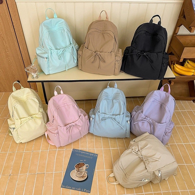 Bluejw Japanese Ins Sweet Style Bow Lightweight Small Backpack High-value Fresh Fairy Shopping Travel Backpack - Image 5
