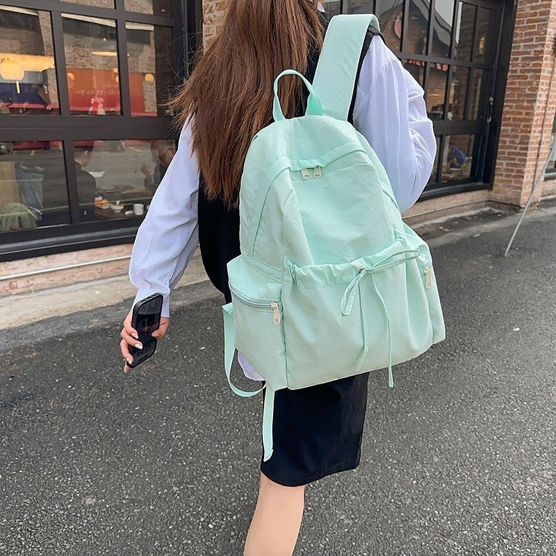 Bluejw Japanese Ins Sweet Style Bow Lightweight Small Backpack High-value Fresh Fairy Shopping Travel Backpack - Image 3