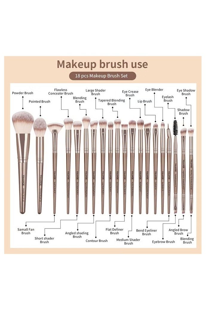 مانجي مجموعة فرش مكياج 20 قطعة ، فرشاة مكياج عيون احترافية مع علبة هدايا ، فرش مكياج أدوات فرشاة أحمر الخدود ظلال العيون - Image 2