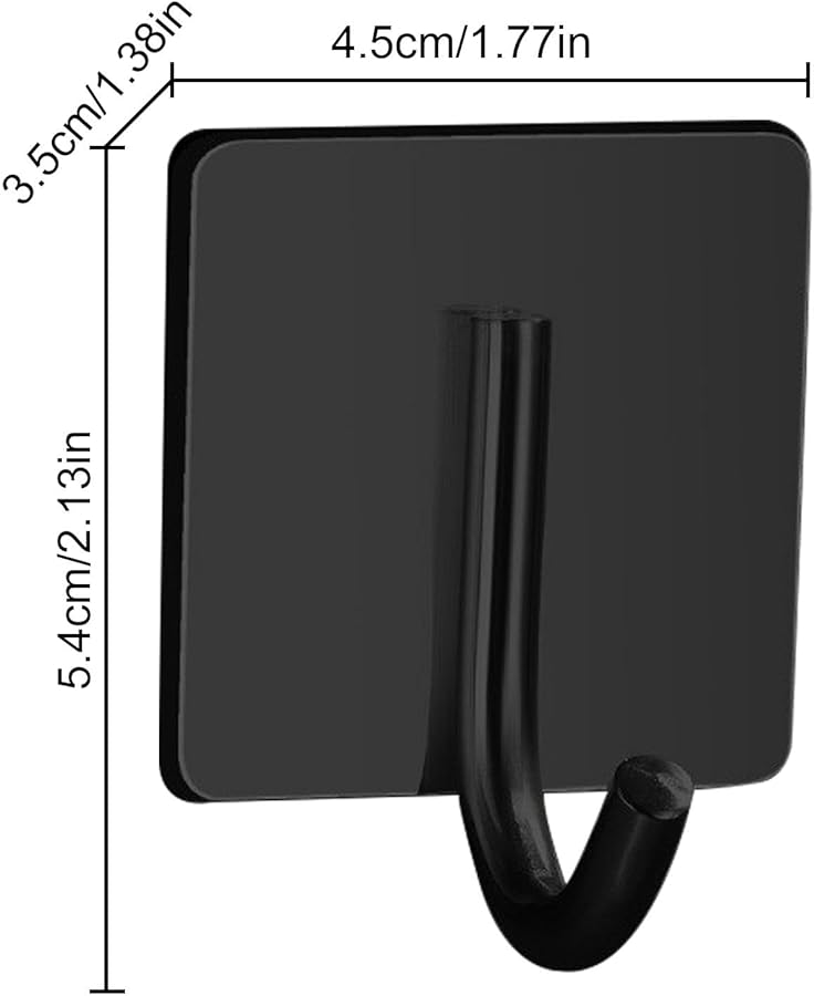 Black Adhesive Bathroom Hooks Wall Mounted No Drill for Shower Towel Kitchen Home - Image 3