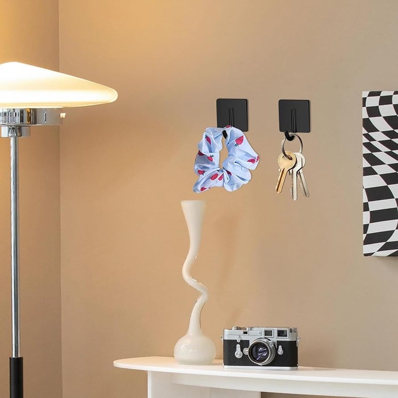 Black Adhesive Bathroom Hooks Wall Mounted No Drill for Shower Towel Kitchen Home - Image 4