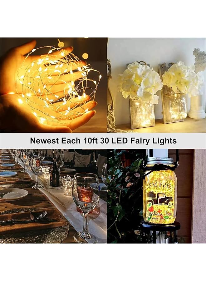 erorex Fairy Lights Battery Operated 16 Pack 10Ft 30 Led Mini String Lights Waterproof Silver Wire Firefly Starry Lights Twinkle Light Indoor For Diy Wedding Party Bedroom Patio Warm White - Image 2