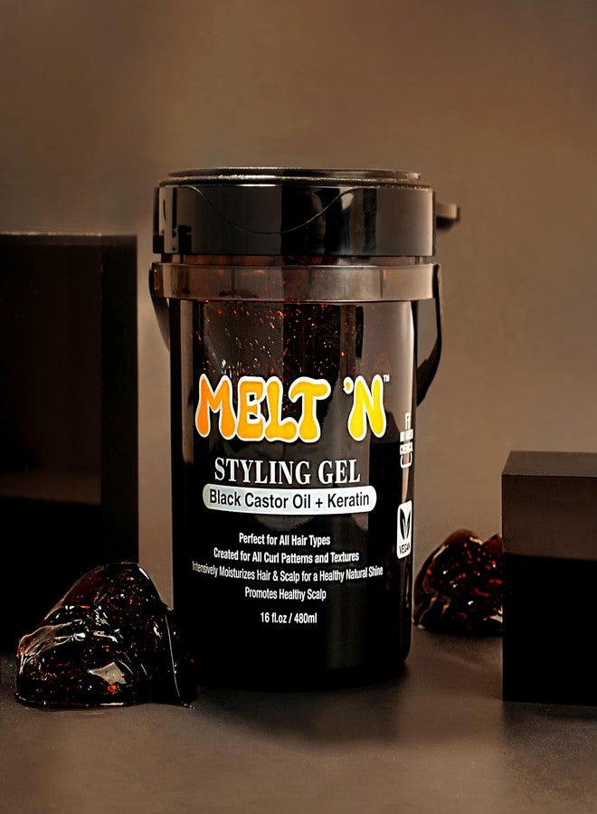 EBIN NEW YORK Melt'n Styling Gel Keratin and Black Castor Oil 32oz - Gives High Shine and Provides a Soothing and Calming Effect, Strong Hold Styling, Nourshing the Hair, No Frizz or Breakage - Image 2