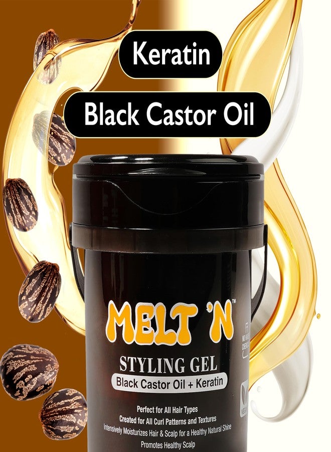 EBIN NEW YORK Melt'n Styling Gel Keratin and Black Castor Oil 32oz - Gives High Shine and Provides a Soothing and Calming Effect, Strong Hold Styling, Nourshing the Hair, No Frizz or Breakage - Image 3