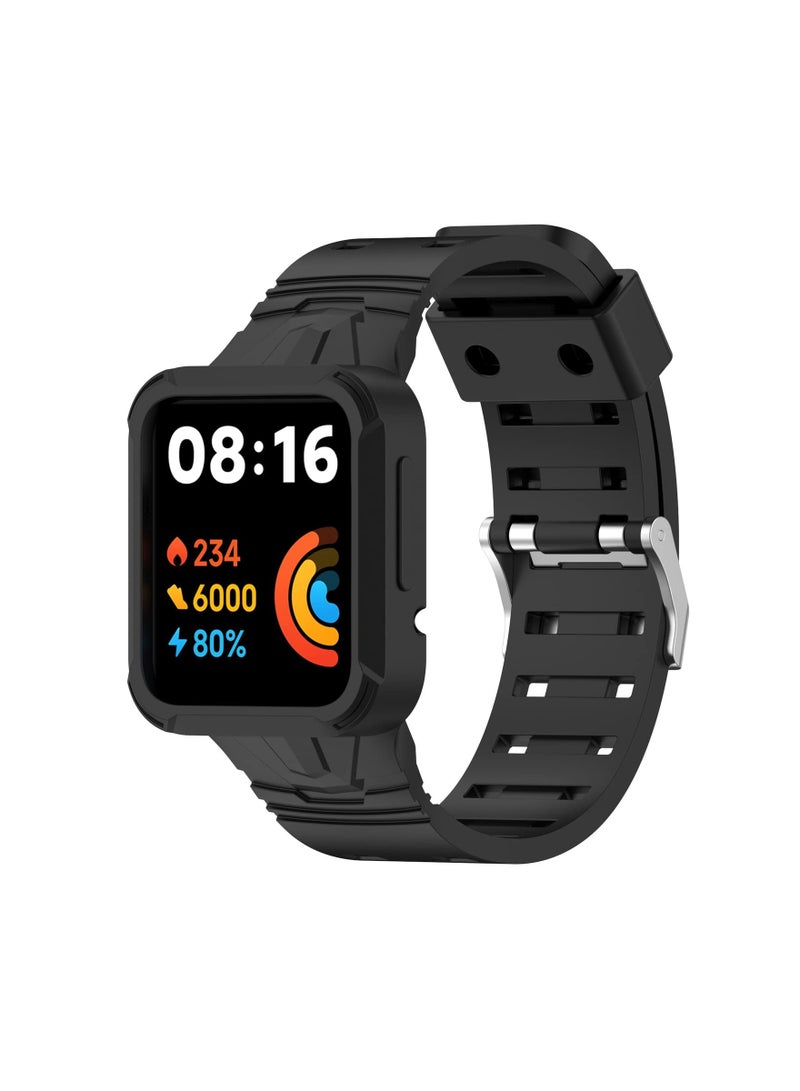 SYOSI Silicone Strap, Fit for Redmi Watch 2 Lite Silicone Strap, Compatible with Redmi watch 2/Redmi Watch 2 Lite with TPU Bumper Case, Sports Adjustable Replacement Band with Protective Case Wristband - Image 1
