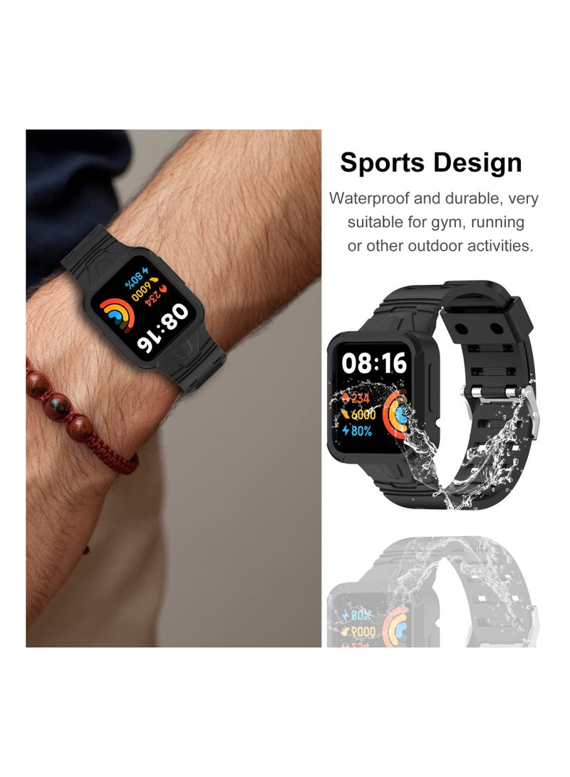 SYOSI Silicone Strap, Fit for Redmi Watch 2 Lite Silicone Strap, Compatible with Redmi watch 2/Redmi Watch 2 Lite with TPU Bumper Case, Sports Adjustable Replacement Band with Protective Case Wristband - Image 3