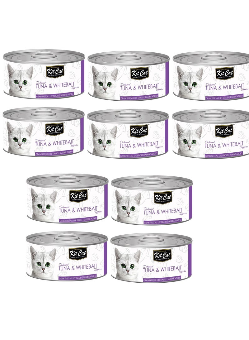 Kit Cat 10Pc Deboned Tuna And Whitebait Toppers Cat Wet Food 80g