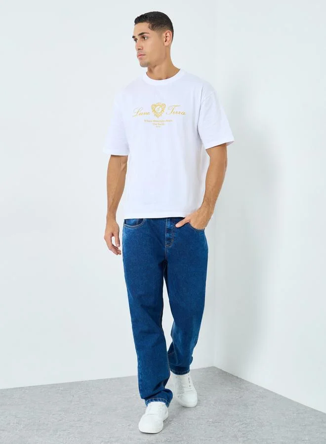 ستايلي تيشيرت فضفاض بطبعة