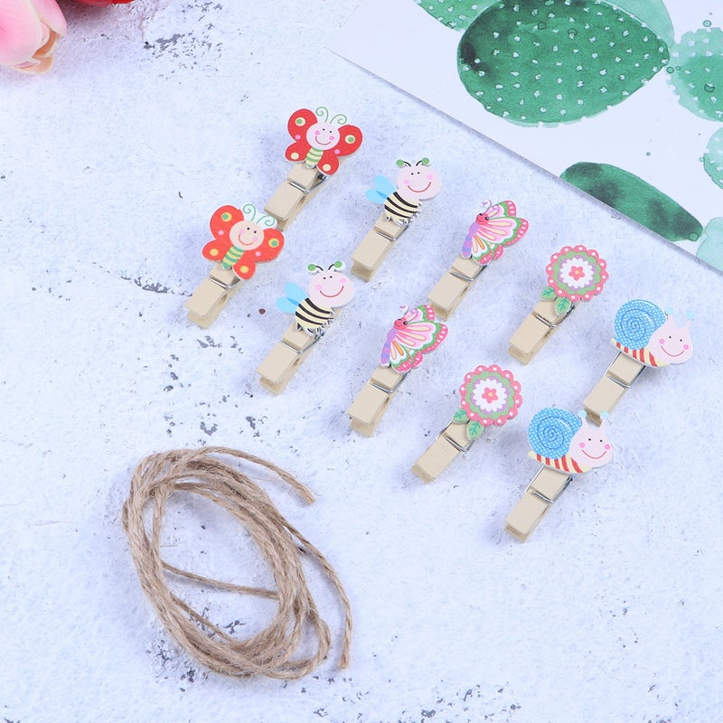 10pcs Cartoon Snail and Clips Office Supplies Craft Memo Clip DIY Clothes Paper Photo Decoration with Rope - Image 1