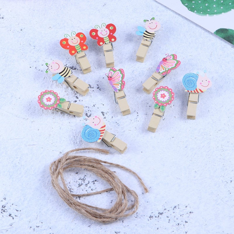10pcs Cartoon Snail and Clips Office Supplies Craft Memo Clip DIY Clothes Paper Photo Decoration with Rope - Image 4