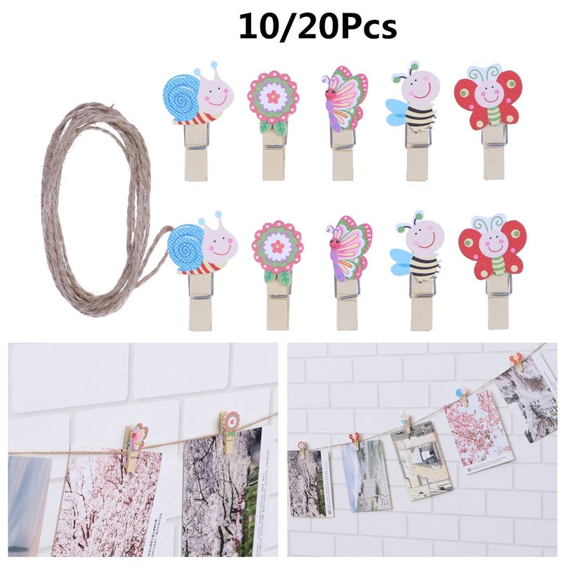 10pcs Cartoon Snail and Clips Office Supplies Craft Memo Clip DIY Clothes Paper Photo Decoration with Rope - Image 2