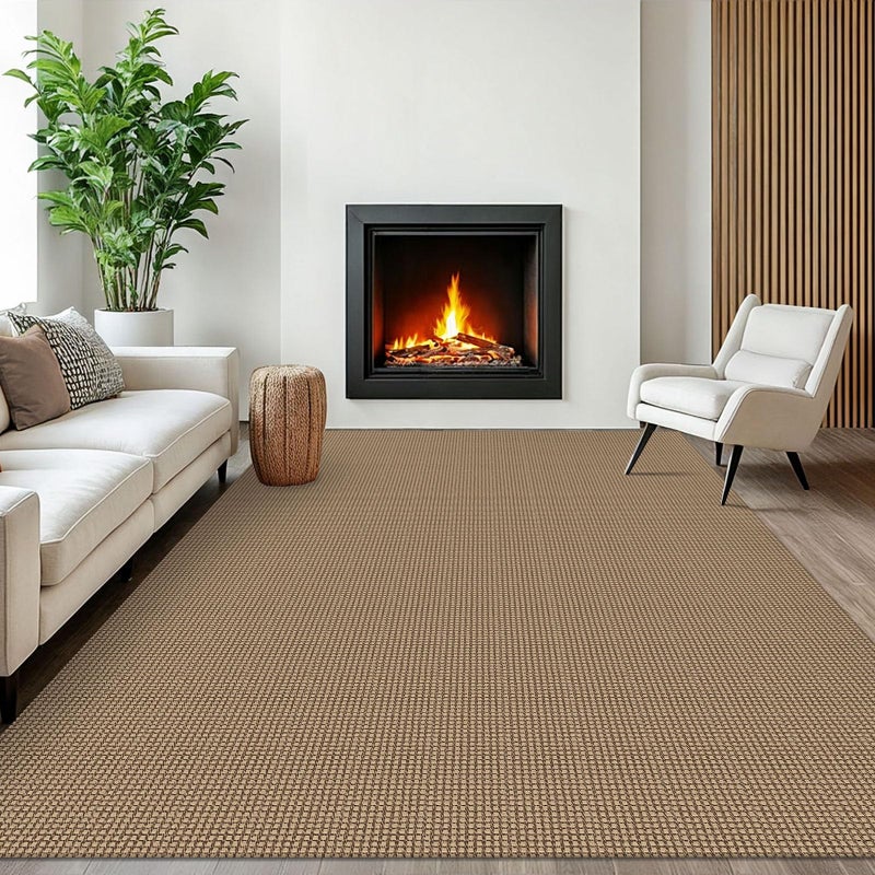EARTHALL Woven Area Rugs 6x9 Ft Washable Living Room Rugs Non Slip Rubber Backed Dining Room Rug Braided Bedroom Rugs Indoor Floor Carpet for Living Room, Bedroom, Dining Room, Orange/Tan/Brown - Image 1