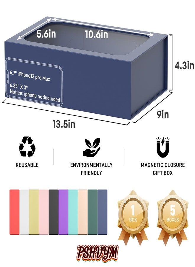PSHVYM Large Gift Box with Window, 13.8x9x4.3 In Blue Gift Box for Presents Magnetic Lids Collapsible for Bridesmaid Proposal Box, Wedding, Birthday, Christmas, Contains Card, Ribbon - Image 2