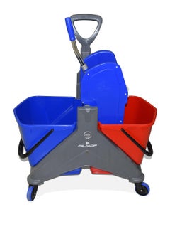 FILMOP Professional Double-Bucket Mop Trolley | Italian Manufactured | 360-Degree Rotating Swivel Wheels | Suitable For Hospitality Settings, Commercial Use, & Professional Use | 50 Liters 