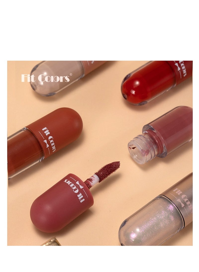 Fit Colors مجموعة ملمع شفاه بوك 8 ألوان مع كوب لؤلؤي غير لامع غير لاصق سائل أحمر شفاه ملمع شفاه  - Image 4