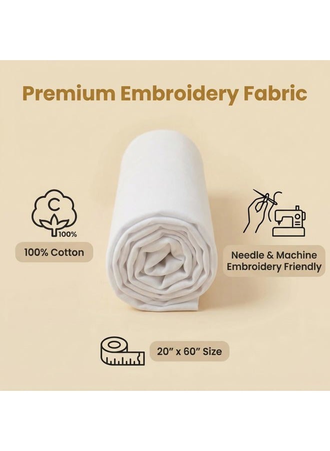 iNee 100% Cotton Fabric for Embroidery, Embroidery Fabric Cotton, 20 by 60-inch, White - Image 5