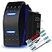 HOKAAER Waterproof Rocker Switch Toggle OnOffOn 12V20A 24V10A 7Pin DPDT Blue LED Light with Jumper Wires Set for Marine Boat Car Truck Trailer 4x4 Caravan RV SUV ATV UTV - Image 2