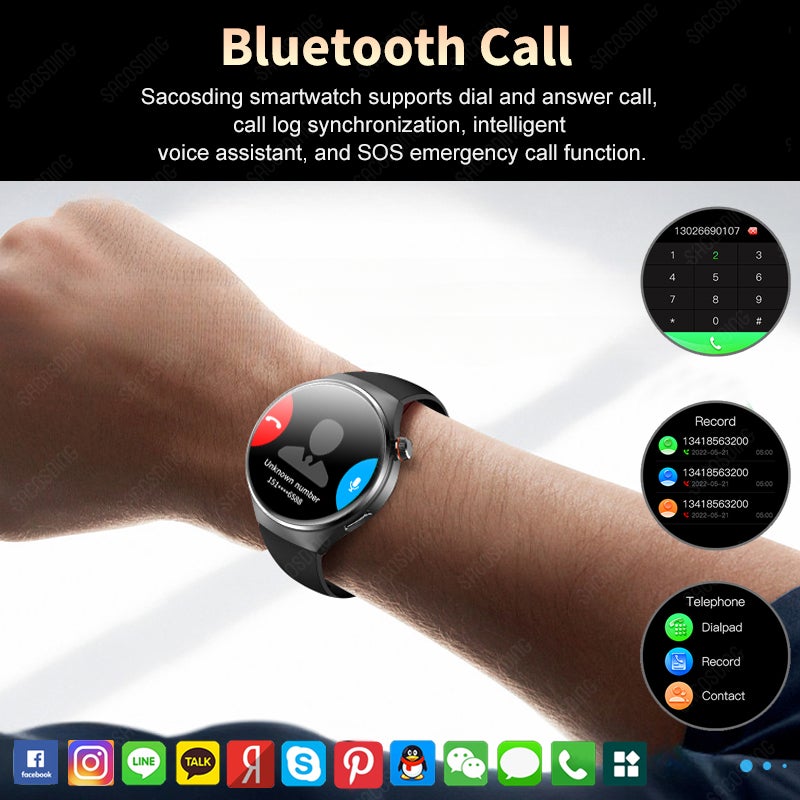 SACOSDING Smart watch GT4 for men with altitude Barometer, Amoled screen, heart rate blood pressure sleep monitor, sports watch for Huawei iOS and Andriod WATCH4 - Image 3