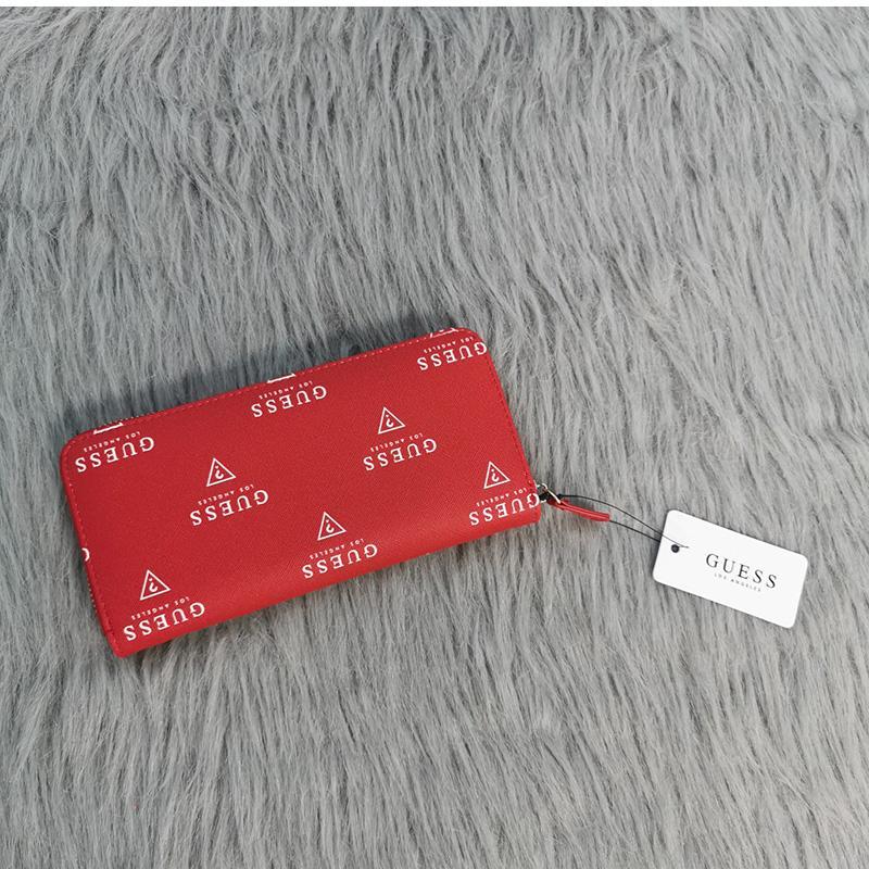 Guess Women's Card Holders Latte Logo Large Zip Wallet Red,Exquisite high-end accordion card holder, suitable for both men and women - Image 4