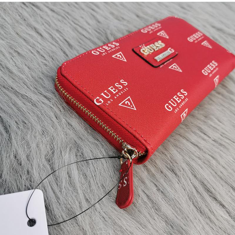 Guess Women's Card Holders Latte Logo Large Zip Wallet Red,Exquisite high-end accordion card holder, suitable for both men and women - Image 2