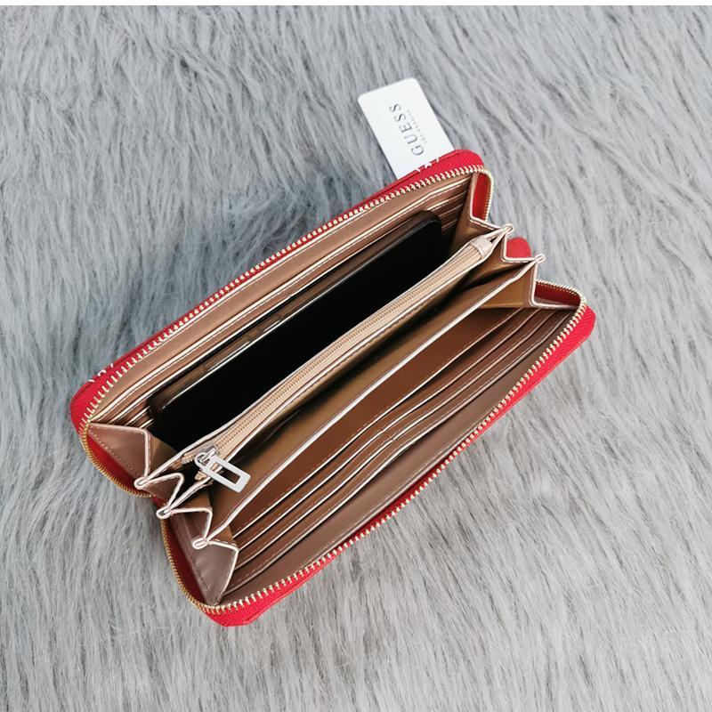 Guess Women's Card Holders Latte Logo Large Zip Wallet Red,Exquisite high-end accordion card holder, suitable for both men and women - Image 3