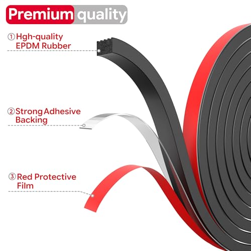 UIOCSSC 26Ft EPDM Rubber Weather Stripping Foam RV Door Seal SelfAdhesive Marine Hatch RV Door Seal Automotive Weatherstrip for Enclosed Trailer Boat Truck Bed Home W0625 H0375 - Image 3