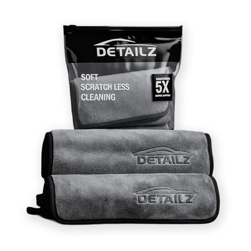 DETAILZ Microfiber Car Cleaning Cloth - Super Soft 500 GSM (40x40 CM) Microfiber Cloth for Car and Bike - Suede Edging for Scratch Less Drying and Detailing (Pack of 2) - Image 1