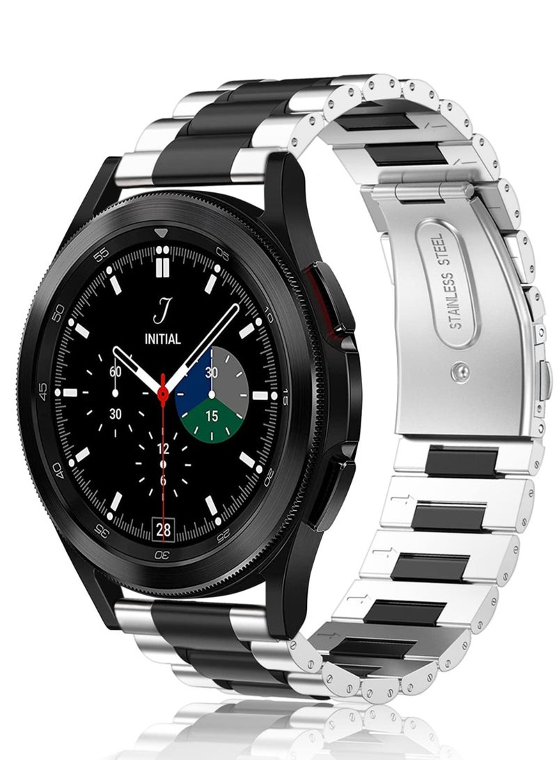 سوار معدني من الفولاذ المقاوم للصدأ لساعة Samsung Galaxy Watch 4 (40/44 مم)، Classic (42/46 مم)، Watch 3 (41 مم)، Active2، Active، وGalaxy Watch 42 مم - عرض 20 مم. - Image 1