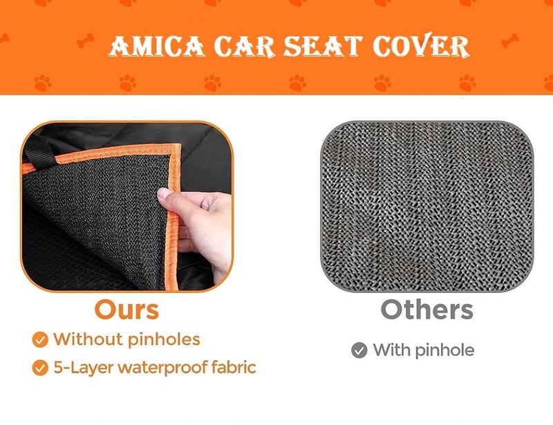 AMICA Polyester Dog Seat Cover, Scratchproof & Waterproof, Collapsible with Mesh Window and Storage Pocket, Washable Dog Hammock for SUV & Sedan Cars - Image 3