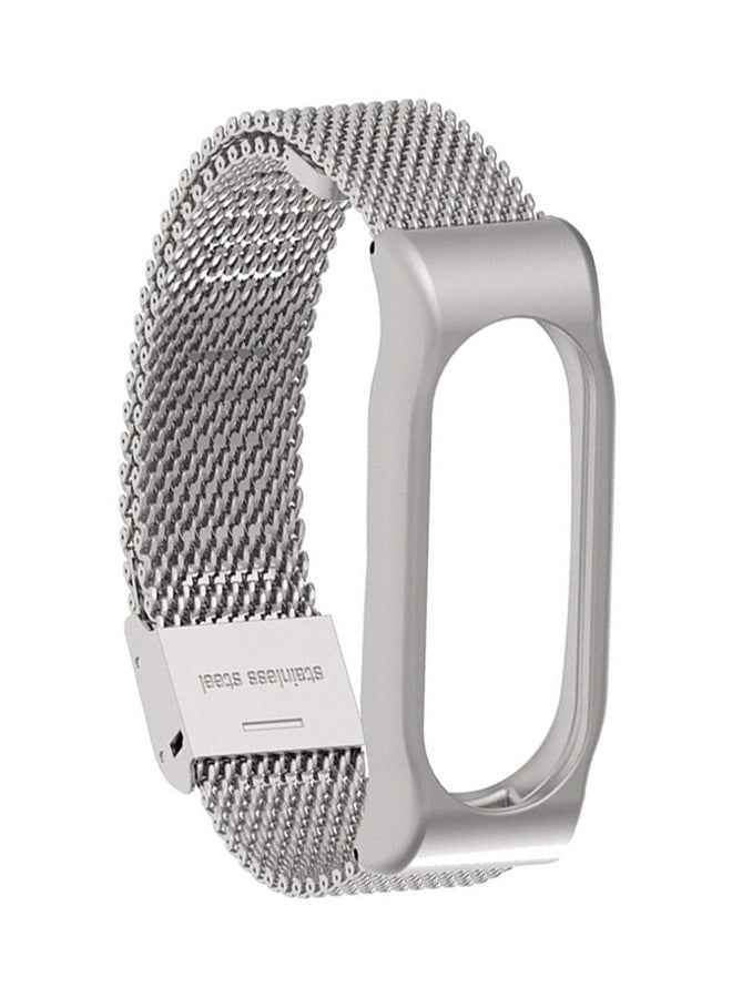 Replacement Steel Fitness Tracker Strap For Xiaomi Mi Band 2 Silver - Image 4