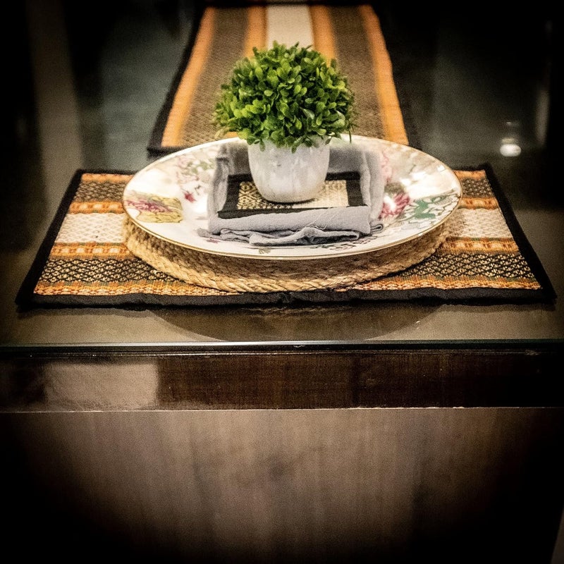 Fabartistry-By Nature, For Nature Fabartistry EcoFriendly Handmade MadurkatiRiverSabai Grass Dining Table placemats 12 16 inchesPack of 4 Black  - Image 3