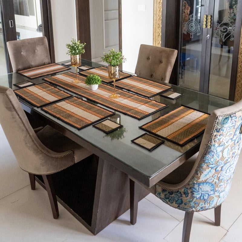Fabartistry-By Nature, For Nature Fabartistry EcoFriendly Handmade MadurkatiRiverSabai Grass Dining Table placemats 12 16 inchesPack of 4 Black  - Image 2