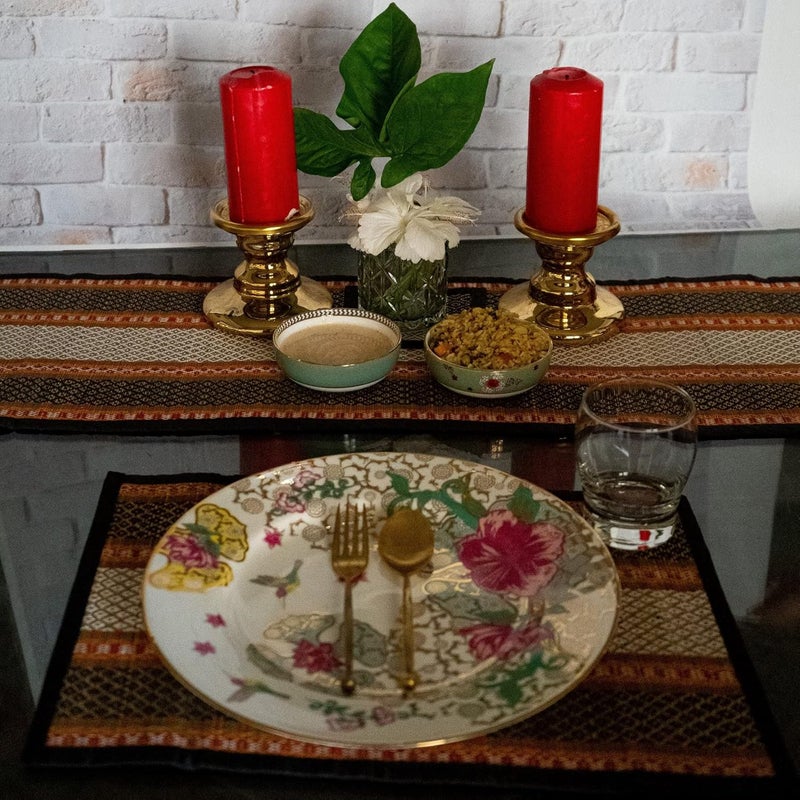 Fabartistry-By Nature, For Nature Fabartistry EcoFriendly Handmade MadurkatiRiverSabai Grass Dining Table placemats 12 16 inchesPack of 4 Black  - Image 4