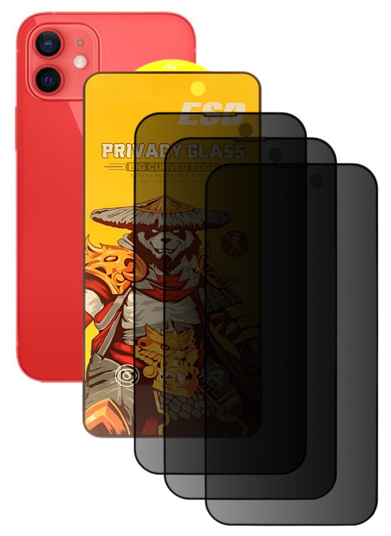 ESD 3 Pieces Tempered Dustproof Privacy Glass Screen Protector Compatible For iPhone 12 - Image 1