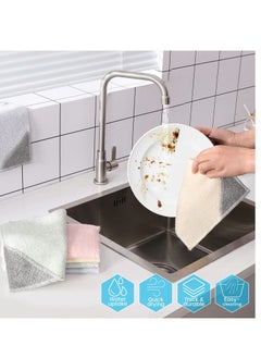 Excefore 8 Pack 7.9"X9.8" Bamboo Fiber Cleaning Cloths, Kitchen Dish Cloths, Reusable and Absorbent Dish Cloths, Nonstick Oil Washable Dish Rags, Suitable for Kitchen Bathroom and Cleaning Counters  - Image 4
