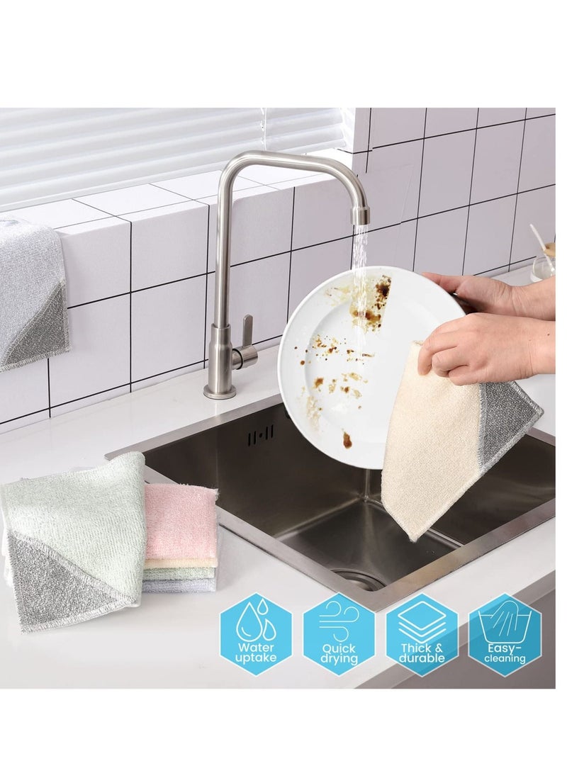 Excefore 8 Pack 7.9"X9.8" Bamboo Fiber Cleaning Cloths, Kitchen Dish Cloths, Reusable and Absorbent Dish Cloths, Nonstick Oil Washable Dish Rags, Suitable for Kitchen Bathroom and Cleaning Counters - Image 4