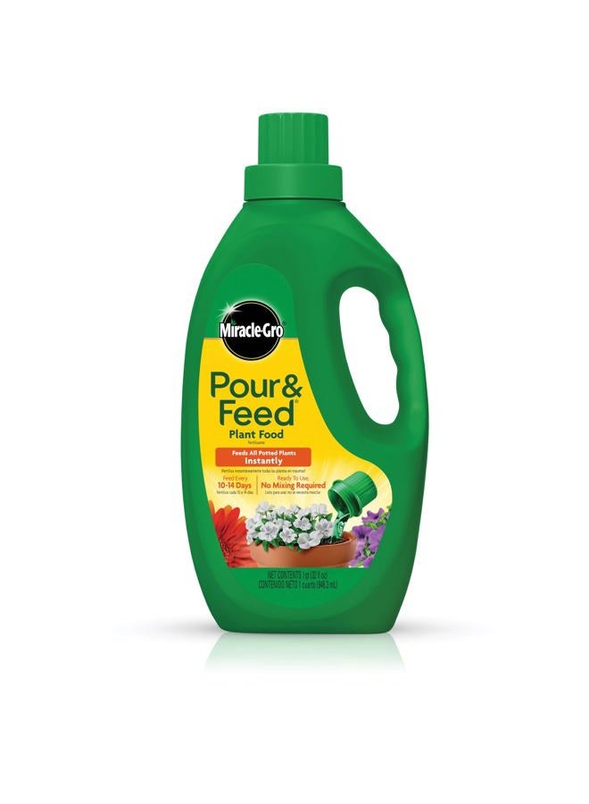 Miracle-Gro سماد سائل للنباتات، يغذي النباتات الحية على الفور، للنباتات الخارجية والداخلية في الأواني، 32 أونصة. - Image 1
