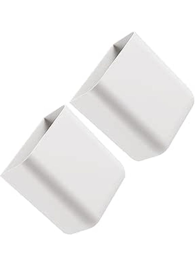 White Wall Mounted Storage Box Set 2Pcs Phone Remote Control Holder Adhesive Space Saving Organizer - Image 1