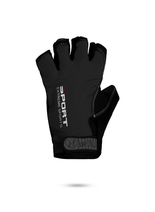 BADOWL Gym Gloves with Wrist Strap Grips Accessories for Men & Women |Cycling, Fitness, Training & Exercise, Flexible, Professional Weightlifting (Black-Free Size) - Image 1