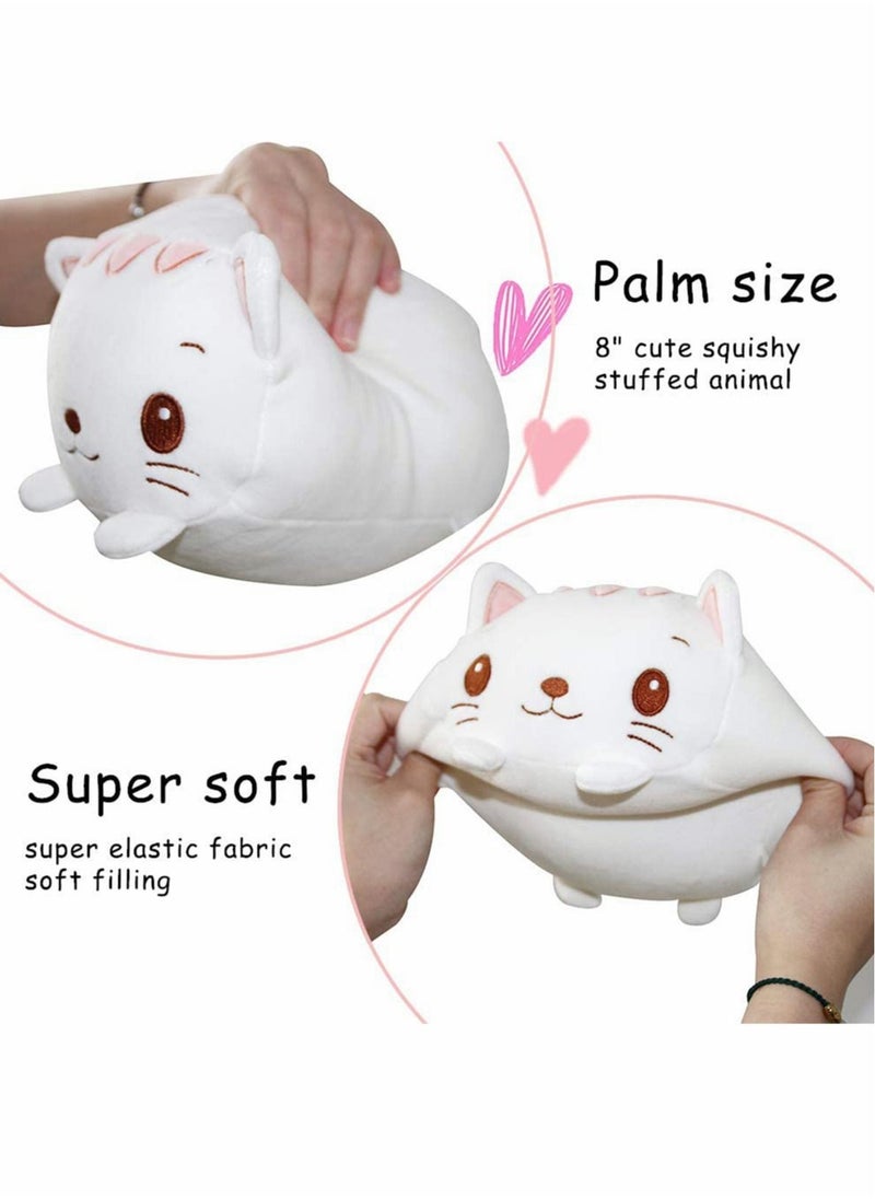 Excefore Soft Plush Stuffed 8 Inch White Cat Animal Cartoon Hugging Pillow, Kawaii Toy Stuffed Animal Pillow Bedding, Kids Sleepin, Gifts for Children Kids (White)  - Image 2