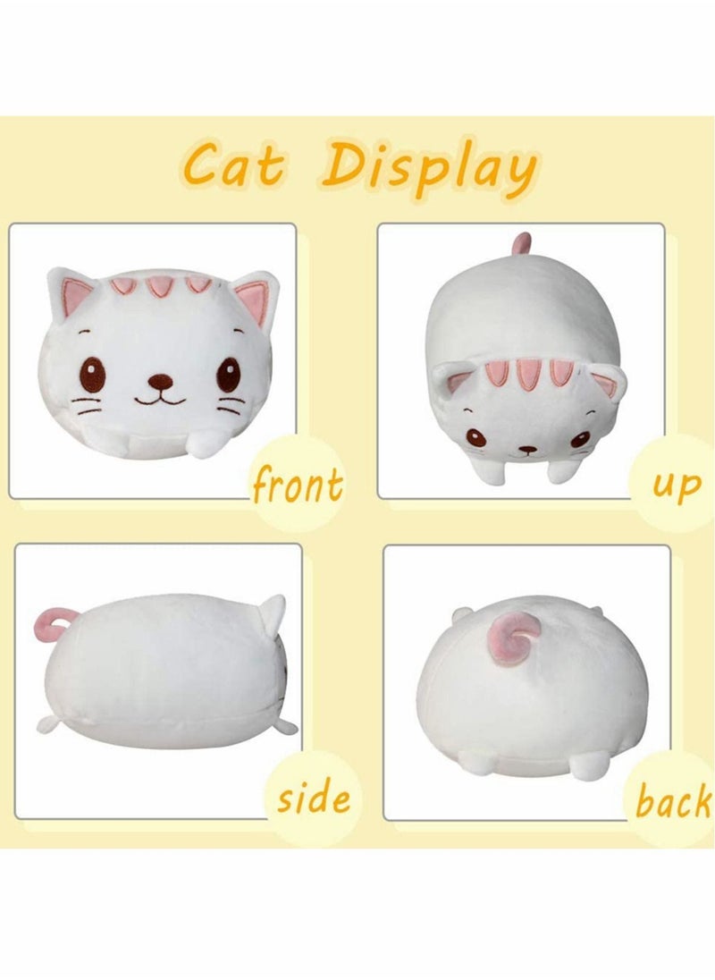 Excefore Soft Plush Stuffed 8 Inch White Cat Animal Cartoon Hugging Pillow, Kawaii Toy Stuffed Animal Pillow Bedding, Kids Sleepin, Gifts for Children Kids (White)  - Image 3