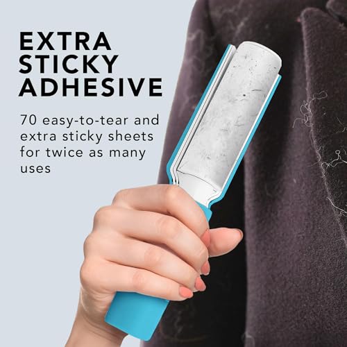 Flint Plus Retractable Lint Remover & Pet Hair Roller for Clothes – Refillable & Reusable Lint Roller with 70 Extra Sticky Tear-Off Sheets – Value Pack, Light Blue - Image 5